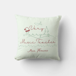 Merry Music Teacher Personalisiert Green Christmas Kissen