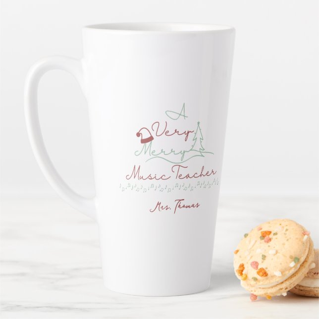 Merry Music Teacher Personalisiert Weihnachten Milchtasse (Beispiel)