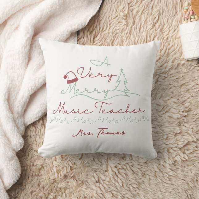 Merry Music Teacher White Personalisierte Weihnach Kissen (Decke)