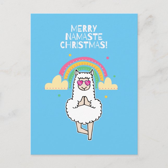 Merry Namaste Christmas Aqua Postkarte (Vorderseite)