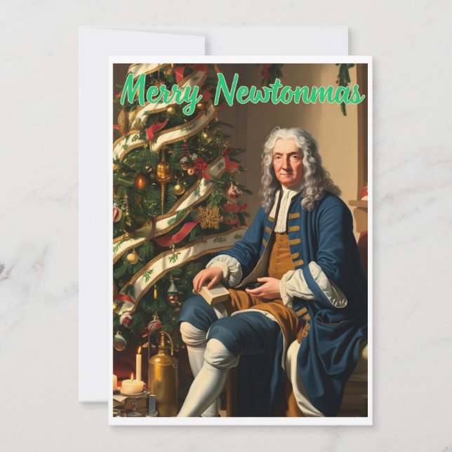 Merry Newtonmas Sir Isaac Newton Feiertagskarte (Vorderseite)