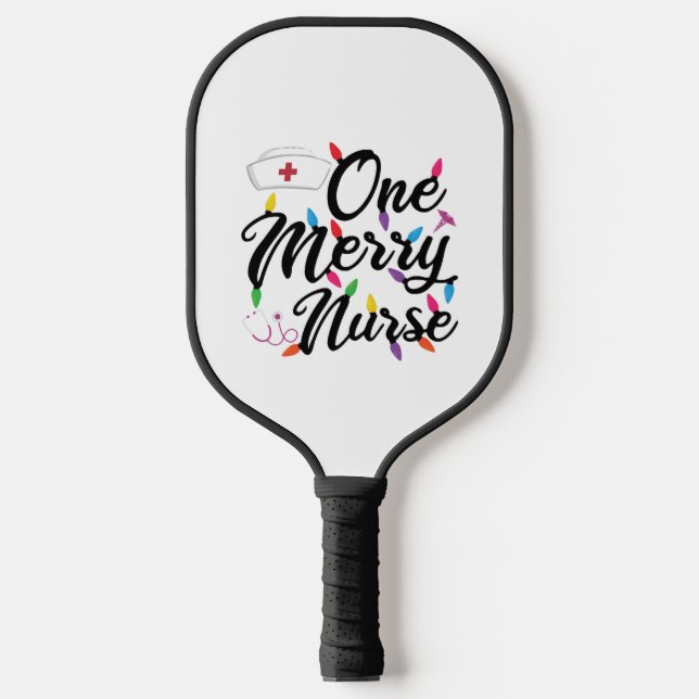 Merry Nurse Christmas Pickleball Schläger (Vorderseite)