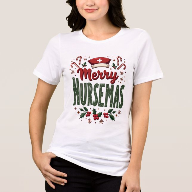Merry Nursemas Cosy Christmas Geschenk für Kranken Tri-Blend Shirt (Vorderseite)