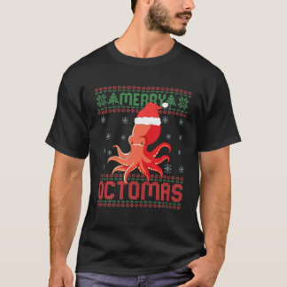 Merry Octomas Funny Octopus Ugly Christmas Sweater T-Shirt
