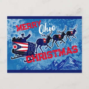 Merry Ohio Flagge Weihnachtspostkarte Feiertagspostkarte