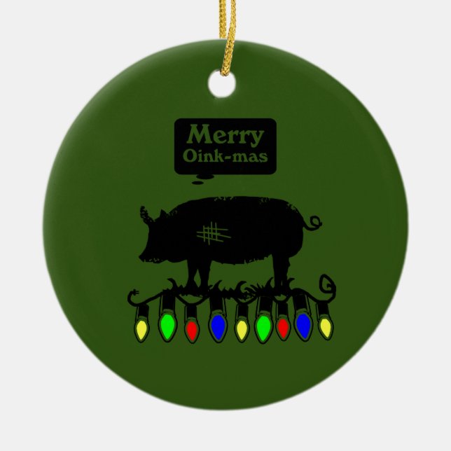 Merry Oink Mas Keramik Ornament (Vorne)