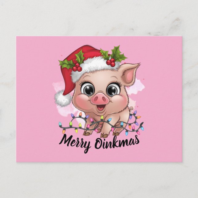 Merry Oinkmas Feiertagspostkarte (Vorderseite)