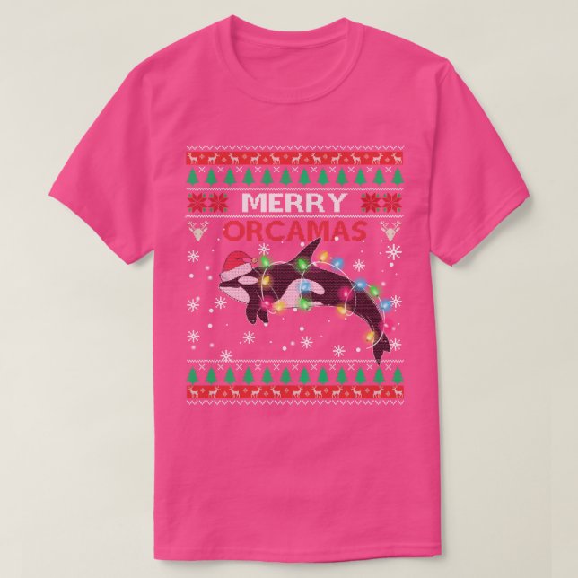 Merry Orcamas Santa Claus Killer Whale Fan Ugly Xm T-Shirt (Design vorne)