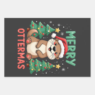 Merry Ottermas Funny Otter Animal Christmas Liebha Geschenkpapier Set