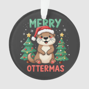 Merry Ottermas Funny Otter Animal Christmas Liebha Ornament