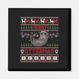 Merry Ottermas Funny Otter liebt Weihnachten Ugly Magnet