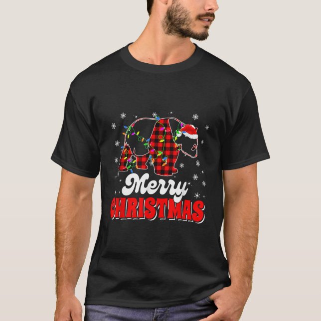 Merry Panda Bear Lights Santa T-Shirt (Vorderseite)