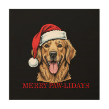 Merry Paw-lidays Christmas Dog Wood Wall Art 
