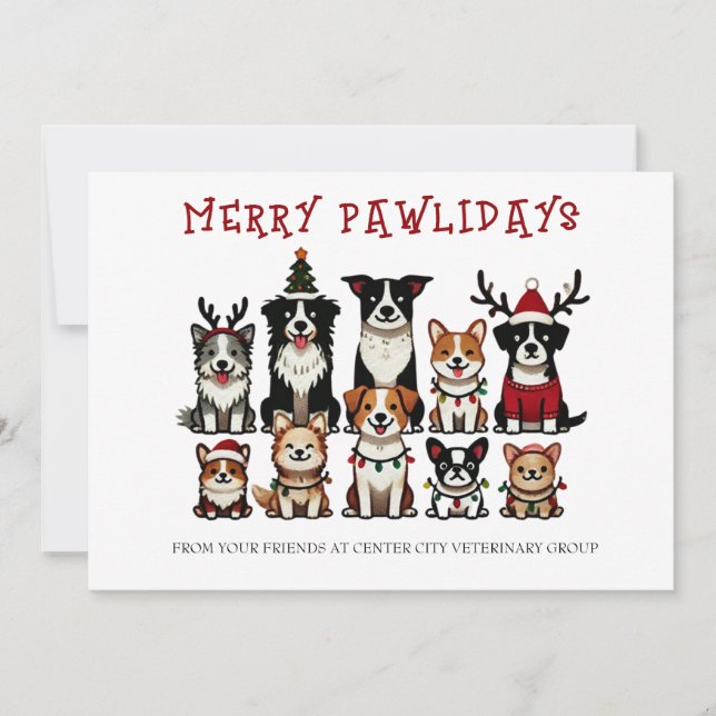 Merry Pawlidays Veterinary Feiertagskarte (Vorderseite)