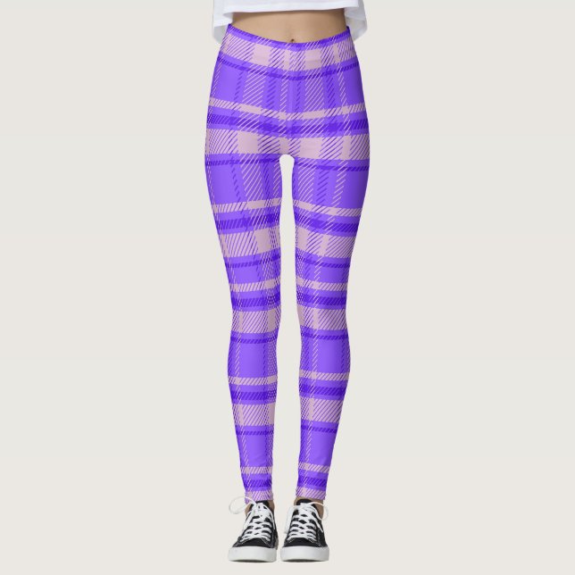 Merry Peri Kariert, Lila Tartan Leggings (Vorderseite)