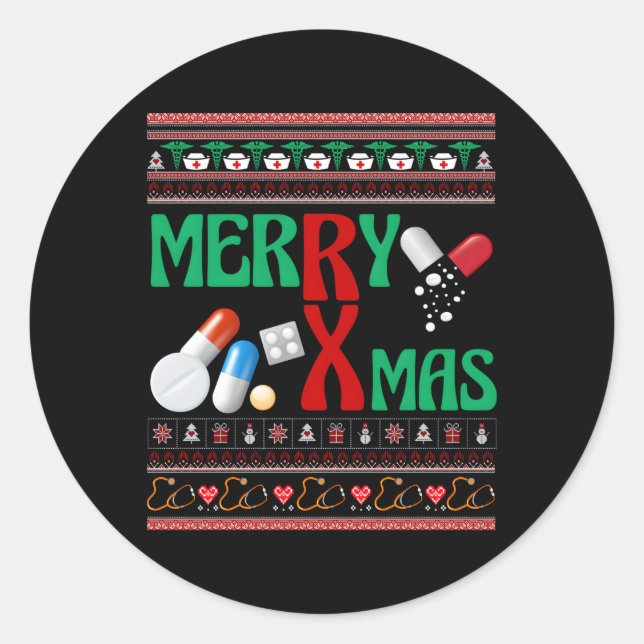 Merry Pharmacists Ugly Pharmacy Technicians Runder Aufkleber (Vorderseite)