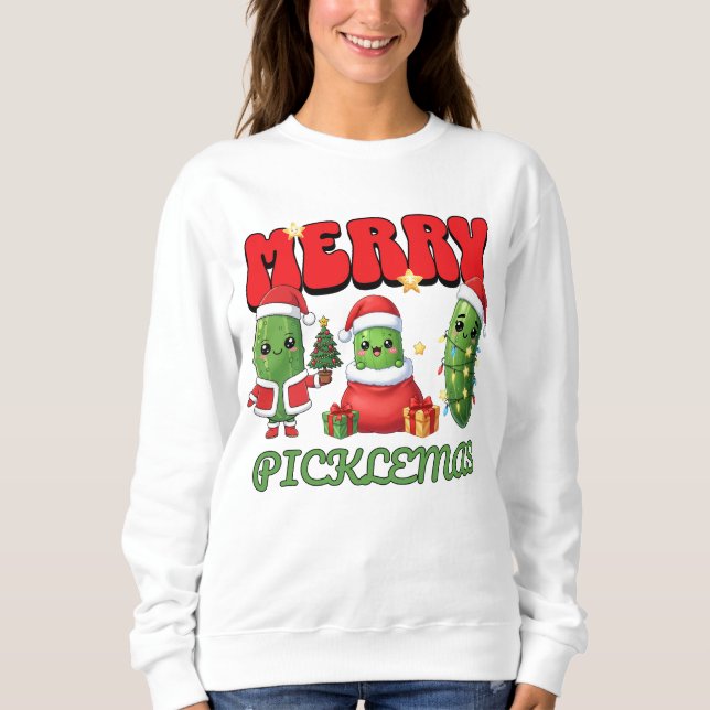 Merry Picklemas Funny Christmas Pun Cute Pickle Sweatshirt (Vorderseite)