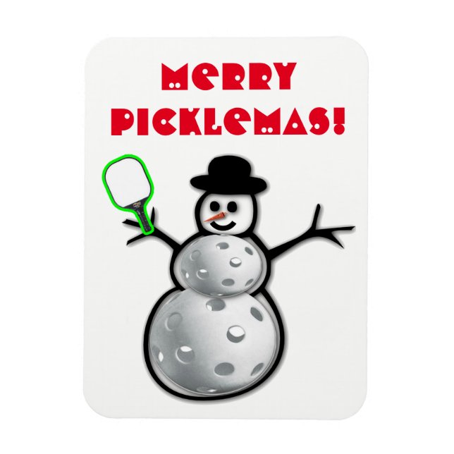 Merry Picklemas Snowman Magnet (Vertikal)