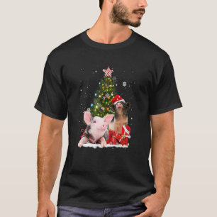 Merry Pig Christmas Pink Schwein Reindeer Hat Xmas T-Shirt