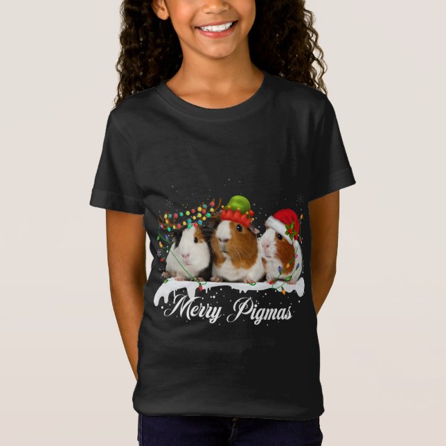 Merry Pigmas 2022 Funny Christmas Tree Xmas Licht T-Shirt (Vorderseite)