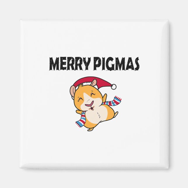Merry Pigmas Face Mask Funny Guinea Pig Christmas  Magnet (Vorne)