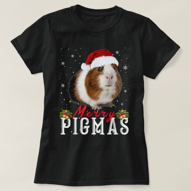 Merry Pigmas Face Mask Funny Guinea Pig Christmas  T-Shirt (Design vorne)