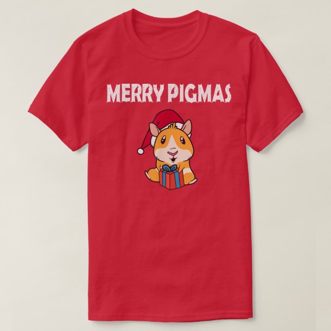Merry Pigmas Face Mask Funny Guinea Pig Christmas  T-Shirt (Design vorne)