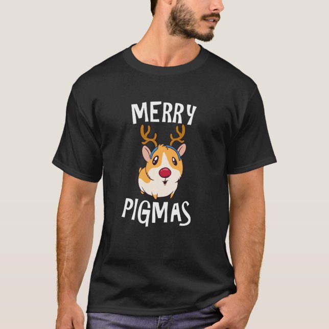 Merry Pigmas Funny Guinea Pig Xmas Pajama T-Shirt (Vorderseite)