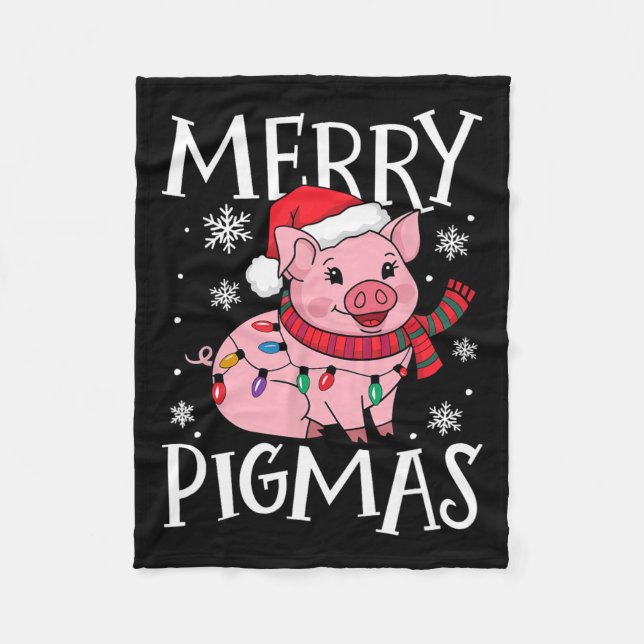 Merry Pigmas Funny Pig Weihnachten Weihnachten Wei Fleecedecke (Vorderseite)