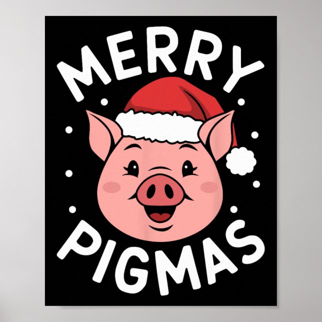 Merry Pigmas Funny Pig Weihnachten Weihnachten Wei Poster (Vorne)