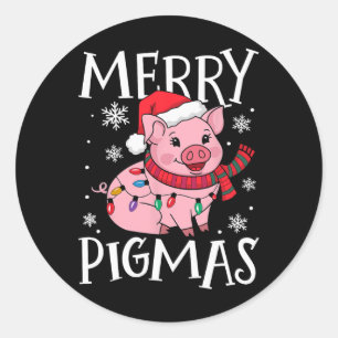 Merry Pigmas Funny Pig Weihnachten Weihnachten Wei Runder Aufkleber