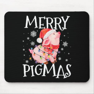 Merry Pigmas Funny Pig Weihnachtslicht Tree Xmas Mousepad