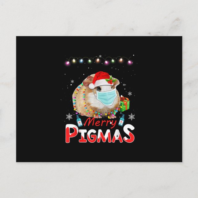 Merry Pigmas Gesicht Maske Funny Guinea Pig Weihna Postkarte (Vorderseite)