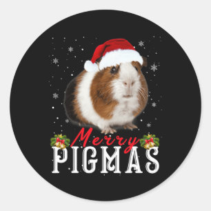 Merry Pigmas Gesicht Maske Spaß Guinea Pig Christm Runder Aufkleber