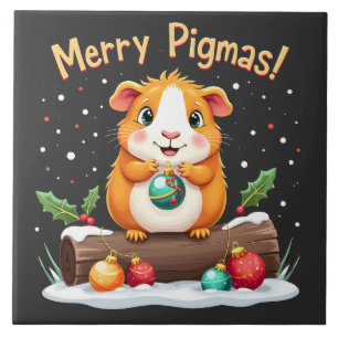 Merry Pigmas Guinea Pig Weihnachten Weihnachten Fliese