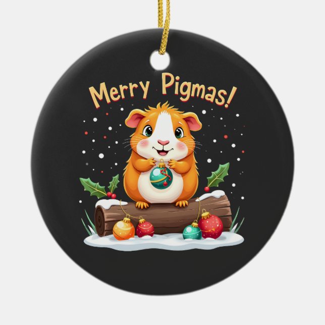 Merry Pigmas Guinea Pig Weihnachten Weihnachten Keramik Ornament (Vorne)