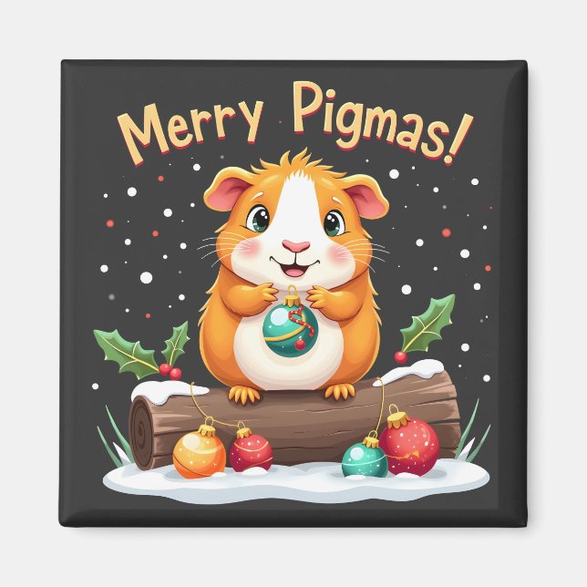 Merry Pigmas Guinea Pig Weihnachten Weihnachten Magnet (Vorne)