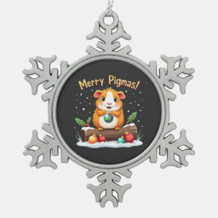 Merry Pigmas Guinea Pig Weihnachten Weihnachten Schneeflocken Zinn-Ornament