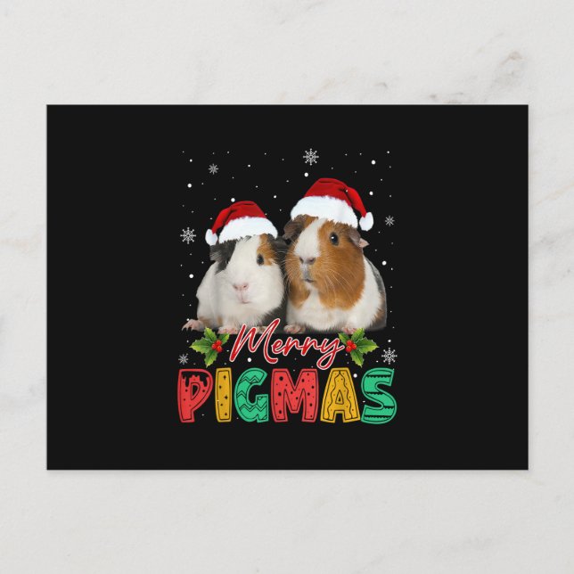 Merry Pigmas Guinea Schweinchen mit Weihnachtsmann Postkarte (Vorderseite)