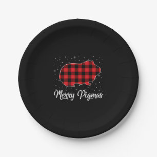 Merry Pigmas Red Kariert Guinea Pig Weihnachtsgesc Pappteller