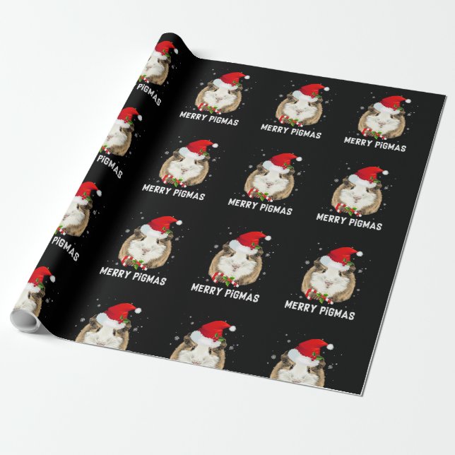 Merry Pigmas Santa Hat Guinea Pig Christmas Pajama Geschenkpapier (Ungerollt)