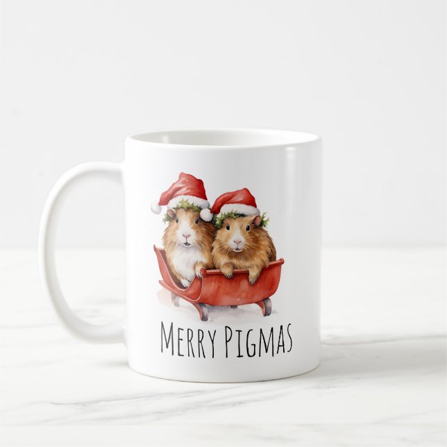Merry Pigmas Weihnachts-Guinea Schweinekaffee Kaffeetasse (Links)