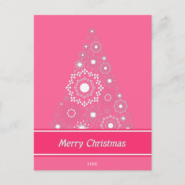 Merry Pink Christmas Postcard Feiertagspostkarte (Vorderseite)