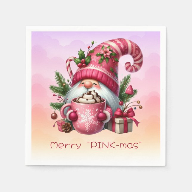 Merry "PINK-mas" Weihnachtsbrunnen Heiße Schokolad Serviette (Vorderseite)