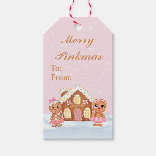Merry Pinkmas Gingerbread Geschenketiketten Geschenkanhänger (Vorderseite)