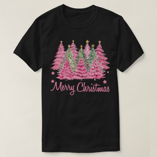 Merry Pinkmas Pink Weihnachtsbaum Funny Merry Chri T-Shirt (Design vorne)