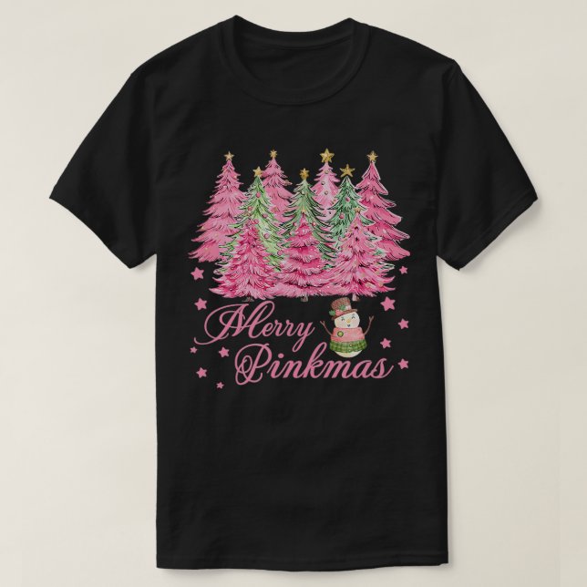 Merry Pinkmas Pink Weihnachtsbaumen Funny Merry Ch T-Shirt (Design vorne)