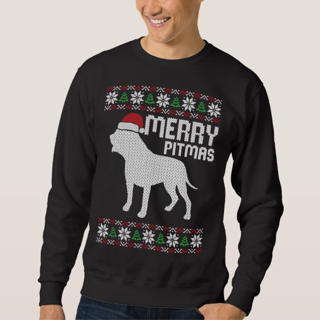Merry Pitbull Pitmas Christmas Dog Sweatshirt (Vorderseite)