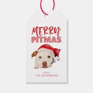 Merry Pitmas, Niedlicher Santa Pit Bull Dog Person Geschenkanhänger