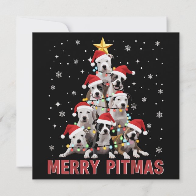 Merry Pitmas Pitbull Dog Tree Ugly Weihnachten (Vorderseite)